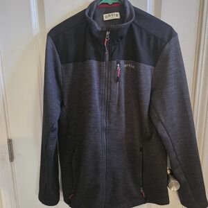 Orvis Men's Full Zip Fleece Lined Pullover Sweater/Jacket Gray/Black Sz Medium